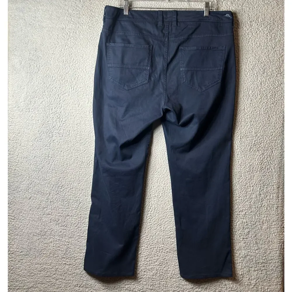 Tommy Bahama Pants Mens 35x32‎ (35x29) Blue Straight Leg Flat Front Pima Cotton